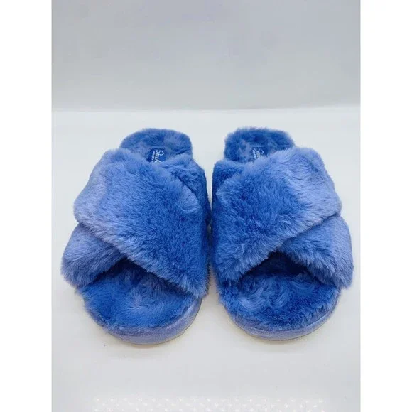 Skechers Women's Cozy Slide Furry Feels Faux Fur Slide Slippers Periwinkle 9.5M - Picture 3 of 11
